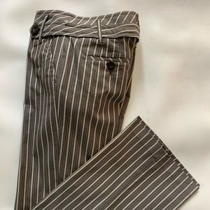 Ann Taylor Loft grey teal stripe pants.